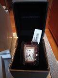 Emporio Armani Classic Beige Dial Brown Leather Strap Watch For Women - AR0155 Authentic Buy Shop Now