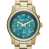 Michael Kors Runway Hunger Stop100 Series Blue Dial Gold Steel Strap Watch for Women - MK5815 Authentic Buy Shop Now