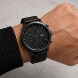 Lacoste Replay Chronograph Black Dial Black Leather Strap Watch for Men - 2011177 Authentic Buy Shop Now