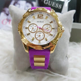 Guess Intrepid White Dial Two Tone Silicon Strap Watch For Women - W0325L3 Authentic Buy Shop Now