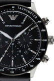 Emporio Armani Mario Chronograph Black Dial Black Leather Strap Watch For Men - AR11243 Authentic Buy Shop Now