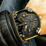 Diesel Mr Daddy 2.0 Chronograph Black Dial Gold Steel Strap Watch For Men - DZ7333 Authentic Buy Shop Now