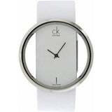 Calvin Klein Glam Transparent Dial White Leather Strap Watch for Women - K9423101 Authentic Buy Shop Now