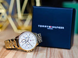 Tommy Hilfiger Harper Chronograph White Dial Gold Steel Strap Watch For Women - 1782223 Authentic Buy Shop Now