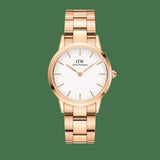 Daniel Wellington Iconic Link White Dial Rose Gold Steel Strap Watch For Women - DW00100211 Authentic Buy Shop Now