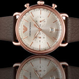 Emporio Armani Aviator Grey Dial Brown Leather Strap Watch For Men - AR11106 Authentic Buy Shop Now