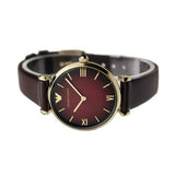 Emporio Armani Gianni T Bar Burgundy Dial Burgundy Leather Strap Watch For Women - AR1757 Authentic Buy Shop Now