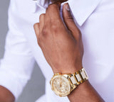 Guess Continental Diamonds Gold Dial Gold Steel Strap Watch for Men - GW0261G2 Authentic Buy Shop Now