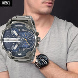 Diesel Big Daddy 2.0 Chronograph Blue Dial Grey Steel Strap Watch For Men - DZ7331 Authentic Buy Shop Now