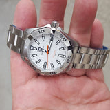 Tag Heuer Aquaracer Quartz White Dial Silver Steel Strap Watch for Men - WBD1111.BA0928 Authentic Buy Shop Now