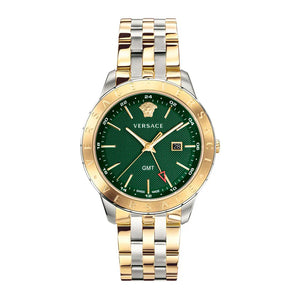 Versace Univers Quartz Green Dial Two Tone Steel Strap Watch for Men - VEBK00718 Authentic Buy Shop Now