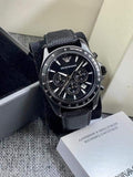 Emporio Armani Sigma Chronograph Black Dial Black Leather Strap Watch For Men - AR6131 Authentic Buy Shop Now