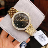 Michael Kors Mini Darci Quartz Black Dial Gold Steel Strap Watch For Women - MK3738 Authentic Buy Shop Now