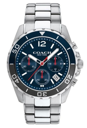 Coach Kent Chronograph Blue Dial Silver Steel Strap Watch for Men - 14602555 Authentic Buy Shop Now