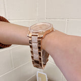 Michael Kors Tibby Chronograph Crystals Rose Gold Dial Rose Gold Steel Strap Watch For Women - MK6826 Authentic Buy Shop Now