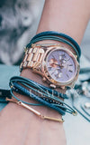 Michael Kors Runway Chronograph Purple Dial Rose Gold Steel Strap Watch For Women - MK6163 Authentic Buy Shop Now