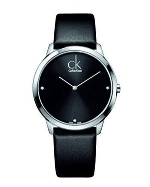 Calvin Klein Minimal Diamonds Black Dial Black Leather Strap Watch for Men - K3M211CS Authentic Buy Shop Now