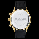 Movado Heritage Chronograph Calendoplan Blue Dial Black Leather Strap Watch for Men - 3650006 Authentic Buy Shop Now