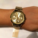 Michael Kors Bradshaw Chronograph Gold Dial Gold Steel Strap Watch For Women - MK5777 Authentic Buy Shop Now