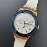 Guess Jet Setter White Dial White Rubber Strap Watch for Women - W0564L1 Authentic Buy Shop Now