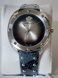 Versace Shadov Quartz Silver Dial Black Snake Leather Strap Watch for Women - VEBM00118 Authentic Buy Shop Now