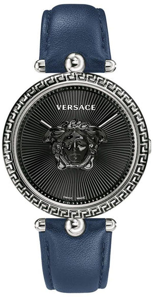 Versace Palazzo Empire Black Dial Blue Leather Strap Watch for Women - VCO080017 Authentic Buy Shop Now