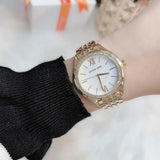 Michael Kors Mindy Three Hand White Dial Rose Gold Steel Strap Watch for Women - MK7078 Authentic Buy Shop Now