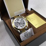 Michael Kors Bradshaw Chronograph Silver Dial Two Tone Steel Strap Watch For Women - MK5855 Authentic Buy Shop Now