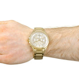 Armani Exchange Drexler Chronograph Gold Dial Gold Steel Strap Watch For Men - AX2602