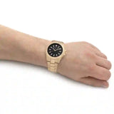Michael Kors Everest Three-Hand Black Dial Gold Steel Strap Watch For Men - MK9078 Authentic Buy Shop Now