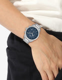 Hugo Boss Trace Chronograph Quartz Blue Dial Silver Steel Strap Watch For Men - 1514007 Authentic Buy Shop Now