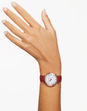 Swarovski Crystalline Wonder Silver Dial Red Leather Strap Watch for Women - 5656905 Authentic Buy Shop Now