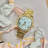Michael Kors Sage Three-Hand Mother of Pearl White Dial Gold Steel Strap Watch for Women - MK4805 Authentic Buy Shop Now