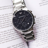 Emporio Armani Renato Chronograph Blue Dial Silver Steel Strap Watch For Men - AR2486 Authentic Buy Shop Now