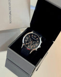 Emporio Armani Giovanni Analog Black Dial Black Leather Strap Watch For Men - AR11431 Authentic Buy Shop Now