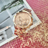 Michael Kors Runway Chronograph Rose Gold Dial Rose Gold Steel Strap Watch For Women - MK5778 Authentic Buy Shop Now