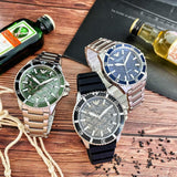 Emporio Armani Diver Automatic Green Dial Silver Steel Strap Watch For Men - AR60061 Authentic Buy Shop Now