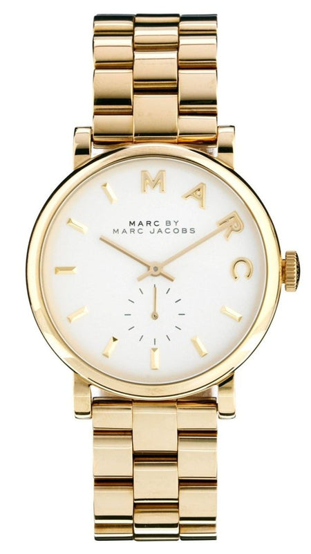 Marc Jacobs Baker White Dial Gold Steel Strap Watch for Women - MBM3243 Authentic Buy Shop Now