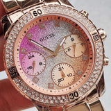 Guess Confetti Pink Dial Rose Gold Steel Strap Watch For Women - W0774L3 Authentic Buy Shop Now