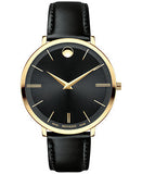 Movado Ultra Slim Black Dial Black Leather Strap Watch For Women - 0607091 Authentic Buy Shop Now