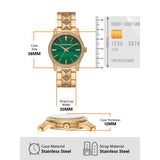 Michael Kors Runway Three Hand Green Dial Gold Steel Strap Watch For Women - MK7390 Authentic Buy Shop Now