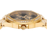 Michael Kors Lennox Quartz Black Dial Gold Steel Strap Watch For Women - MK7404 Authentic Buy Shop Now