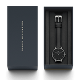 Daniel Wellington Classic Petite Sheffield Black Dial Black Leather Strap Watch For Women - DW00100236 Authentic Buy Shop Now