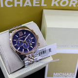 Michael Kors Lexington Blue Dial Two Tone Steel Strap Watch for Men - MK8412 Authentic Buy Shop Now