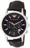 Emporio Armani Renato Chronograph Grey Dial Brown Leather Strap Watch For Men - AR2513 Authentic Buy Shop Now