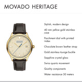 Movado Heritage Calendoplan Beige Dial Brown Leather Strap Watch for Men - 3650003 Authentic Buy Shop Now
