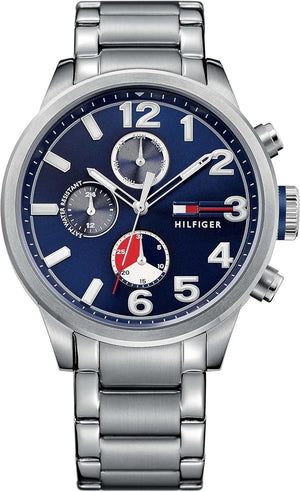Tommy Hilfiger Jackson Chronograph Blue Dial Silver Steel Strap Watch for Men - 1791242 Authentic Buy Shop Now