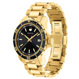Movado Series 800 Black Dial Gold Steel Strap Watch For Men - 2600145 Authentic Buy Shop Now