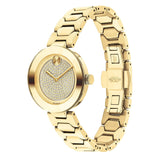 Movado Bold Crystal Gold Dial Gold Steel Strap Watch For Women - 3600492 Authentic Buy Shop Now