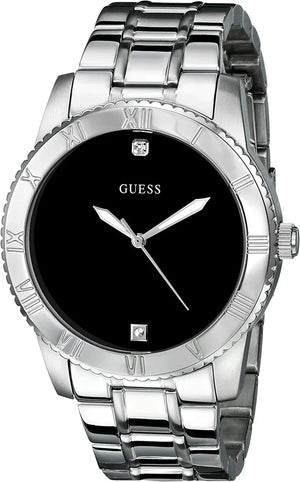 Guess Minimal Black Dial Silver Steel Strap Watch for Men - W0416G1 Authentic Buy Shop Now